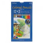 MUNHWA Colored Pencil 14-Color Set (12+2 Bonus Gold & Silver) | Convenient Slide Case | Vivid Pigments | KC Certified | Made in Korea
